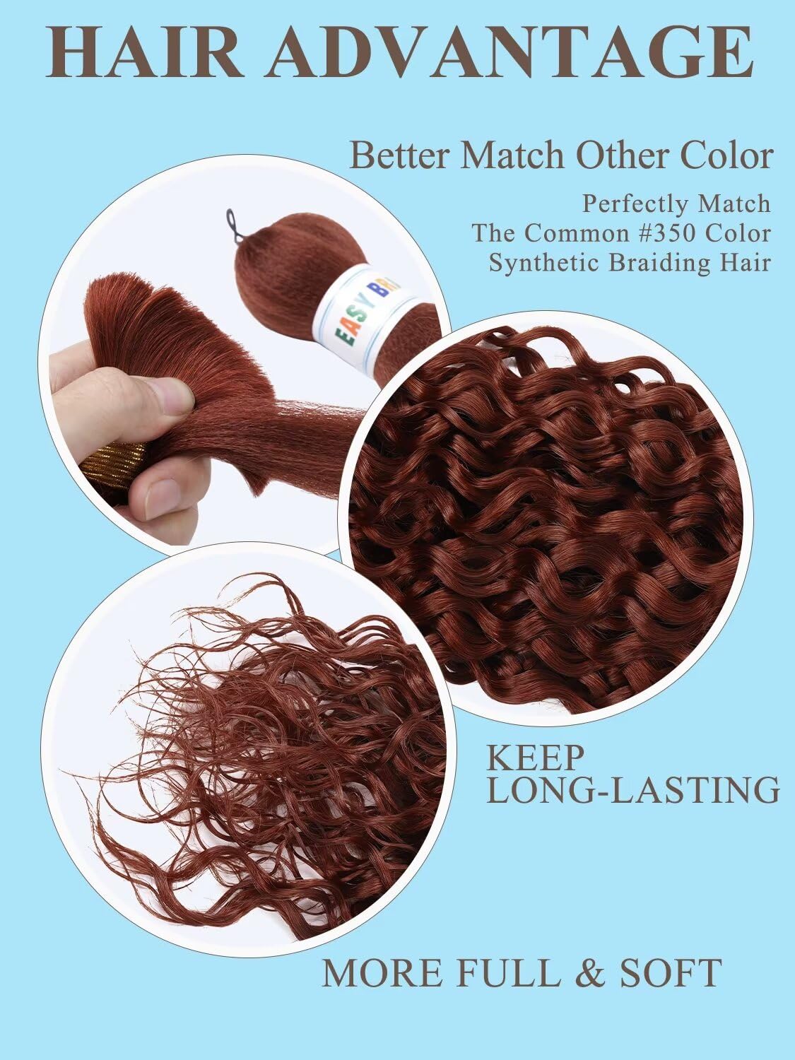350 Braiding Hair Water Wave 100g 14 Inch Dark Ginger Deep Wave Bulk Human Hair for Braiding 2 Bundle 12A Brazilian Virgin Curly Human Hair Extensions for Boho Braids Wet and Wavy Copper Braiding Hair