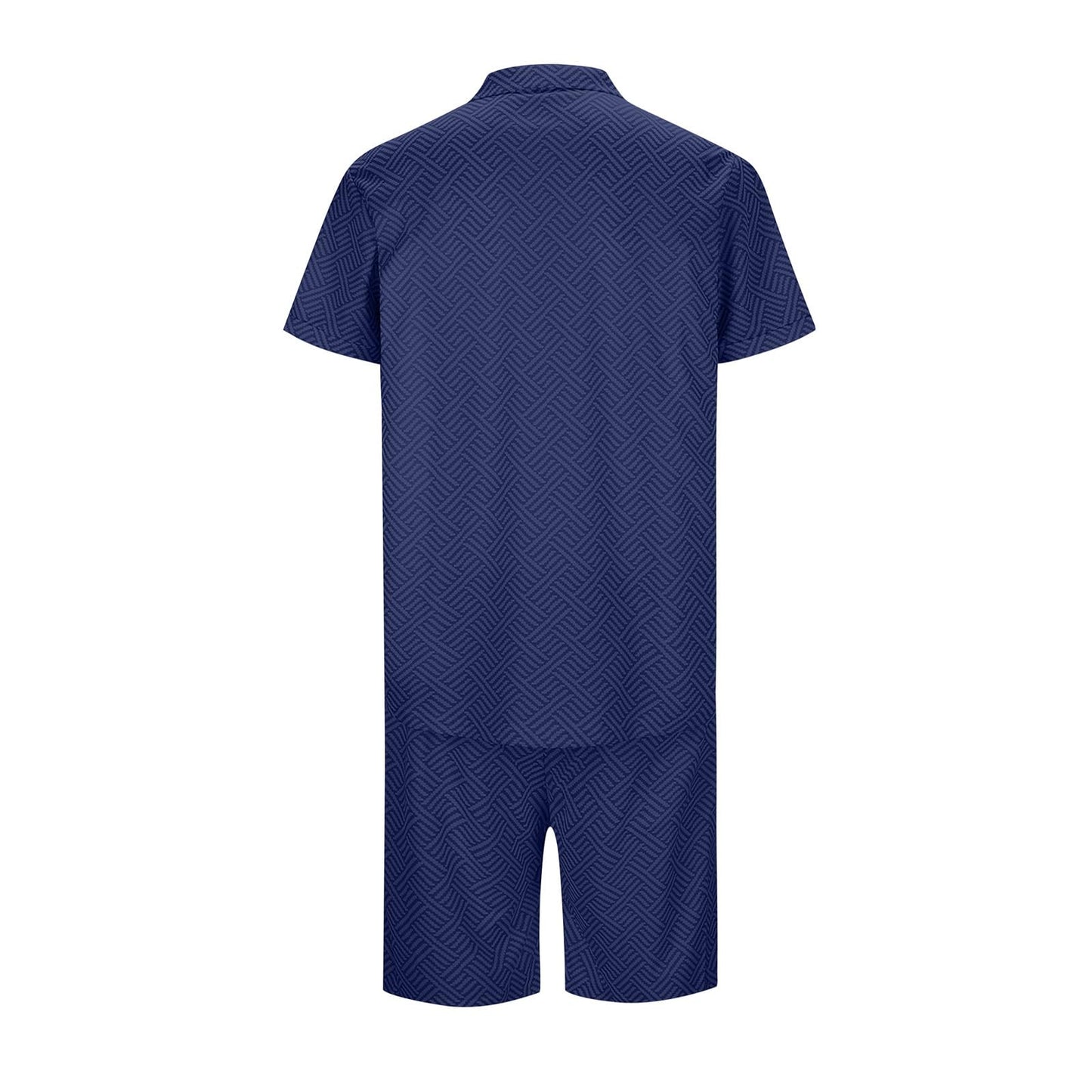 Generic Mens Summer Tracksuit Set 2 Piece Outfits Casual Hawaiian Beach Vacation Macthing Polo Shirts and Short Sets, X-Large, #B03-navy