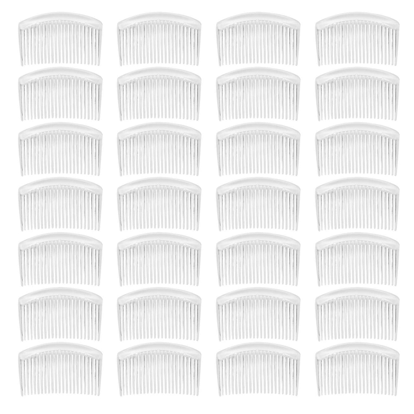 28 Pack Clear White Small Plastic Hair Side Comb With Long Teeth Hairpins Grips Barrettes Clamps Bows for Women Bridal Wedding Veil Decorative Headpiece French Twist Updo Bun Accessories