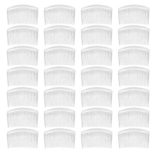 28 Pack Clear White Small Plastic Hair Side Comb With Long Teeth Hairpins Grips Barrettes Clamps Bows for Women Bridal Wedding Veil Decorative Headpiece French Twist Updo Bun Accessories