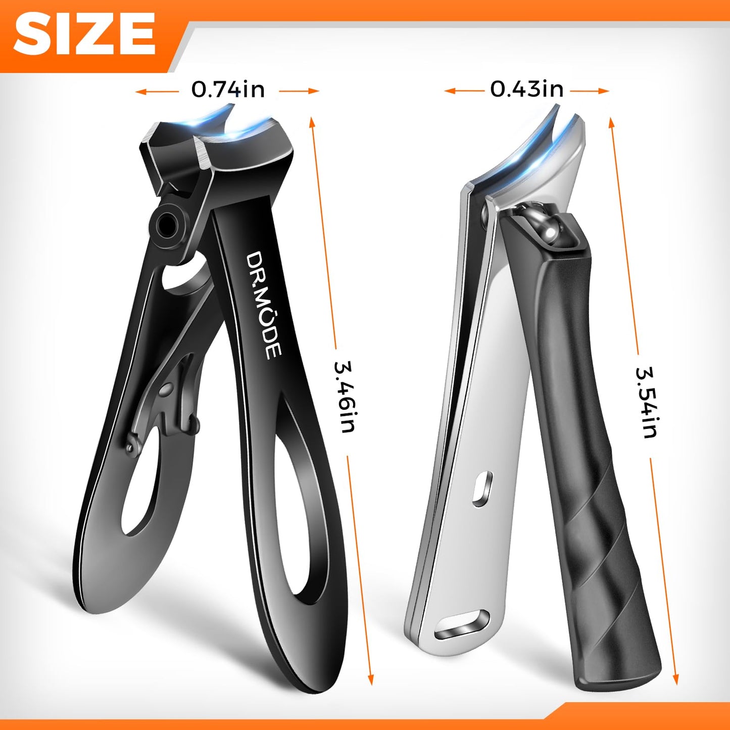 Toenail Clippers for Thick Toenails for Seniors, DRMODE Upgrade Slanted Curved Nail Clippers for Men Thick Ingrown Nails with Wide Opening, Heavy Duty Fingernail Toenail Clipper Cutter Trimmer