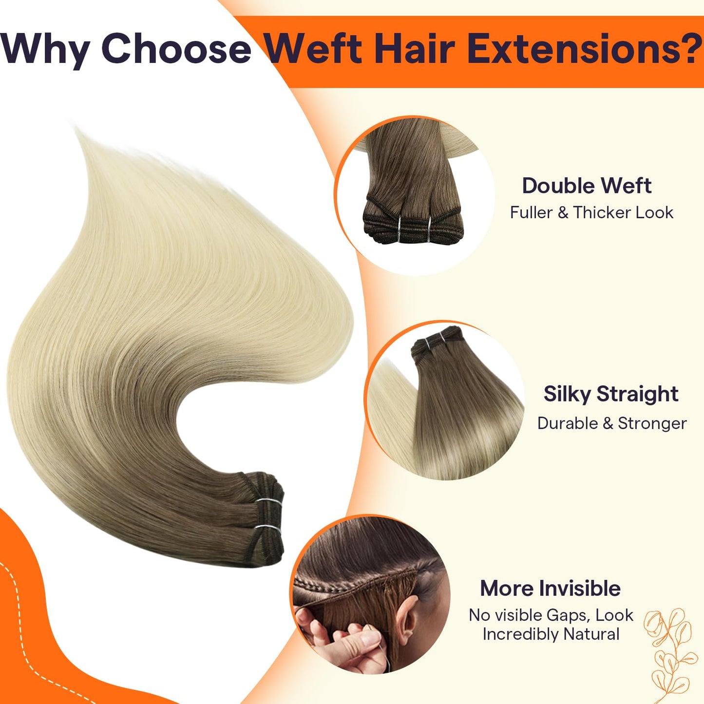 Full Shine Weft Hair Extensions Human Hair For Women Sew In Hair Extensions Straight Hair Balayage Color Ash Brown To Platinum Blonde Straight Hair Bundles Sew In Real Hair 12 Inch