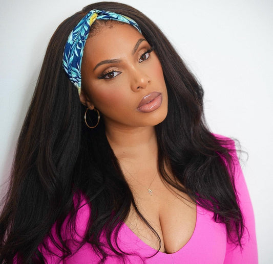 20inch Headband Wigs Human Hair 180% Density Half Wigs for Black Women Human Hair Kinky Straight Headband Wigs for Women 12A Yaki Straight Wig None Lace Front Wigs for Black Women Natural
