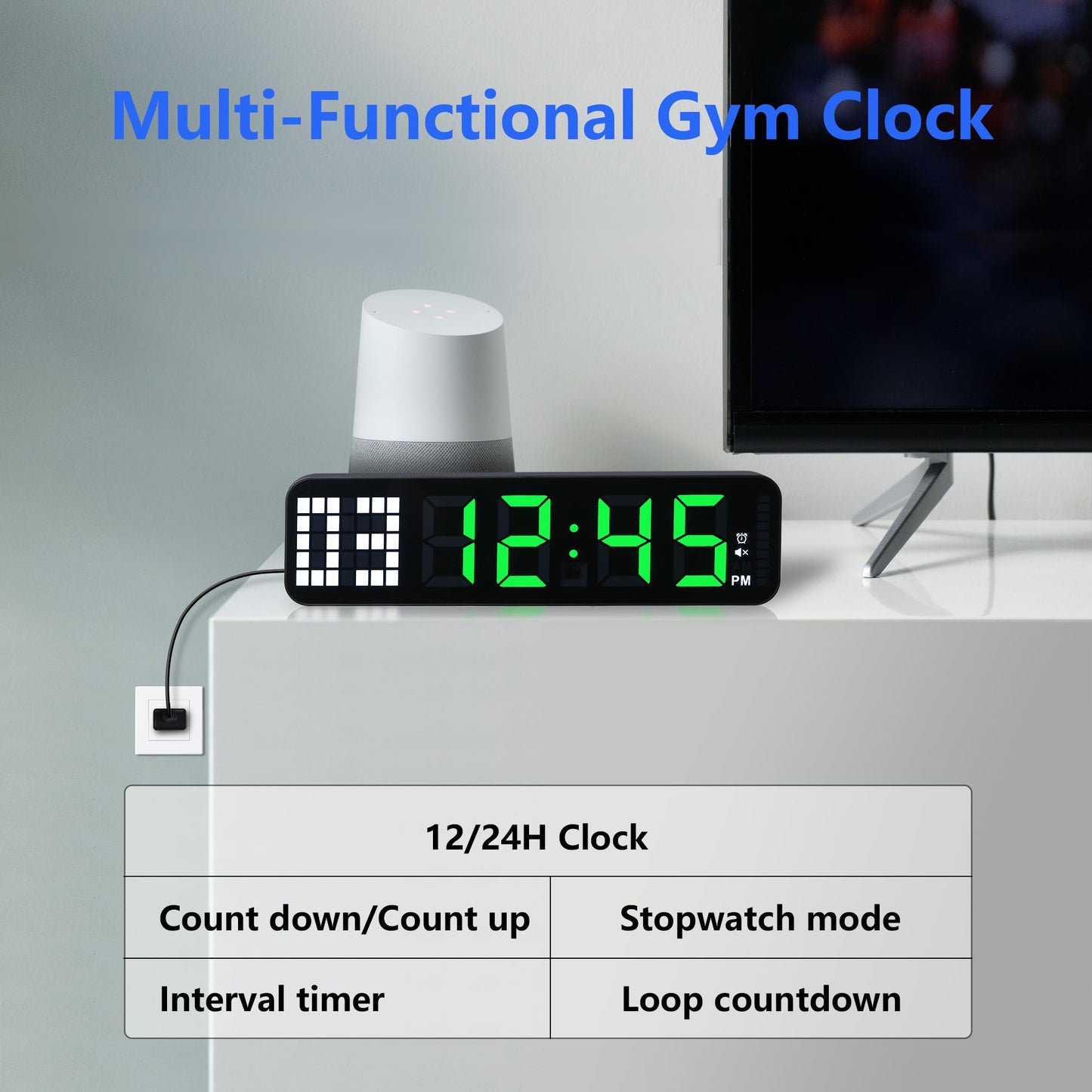 Gym Timer 15'' Large Wall Clocks for Home Gym, Interval Workout Countdown Clock Remote Control for Boxing Crossfit Fitness Tabata Home Gym Accessories