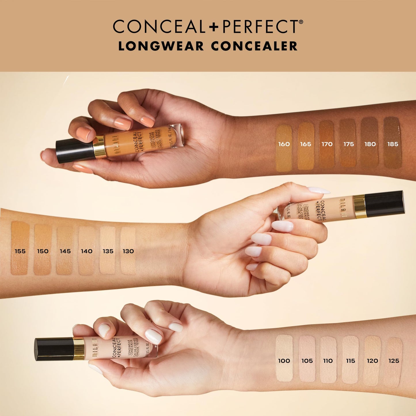Milani Conceal + Perfect Longwear Concealer - Medium Beige (0.17 Fl. Oz.) Vegan, Cruelty-Free Liquid Concealer - Cover Dark Circles, Blemishes & Skin Imperfections for Long-Lasting Wear