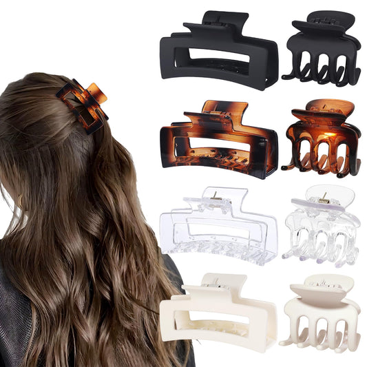 SMKSL Medium Hair Clips for Women 8 Pcs 2 Sizes 2 Styles Claw Clips for Thin and Thick Hair 4 Colors Combination Rectangle Jaw Clips Hair Accessories for Women and Girls