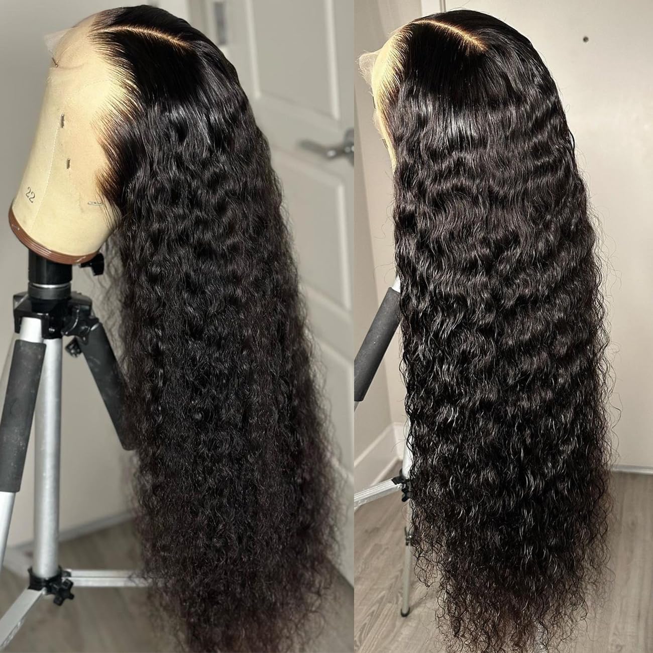 13x6 Deep Wave Lace Front Wigs Human Hair 180% Density Deep Wave Frontal Wigs Human Hair HD Lace Curly Wigs for Black Women Pre Plucked with Baby Hair Curly Lace Front Wig Human Hair 22 Inch