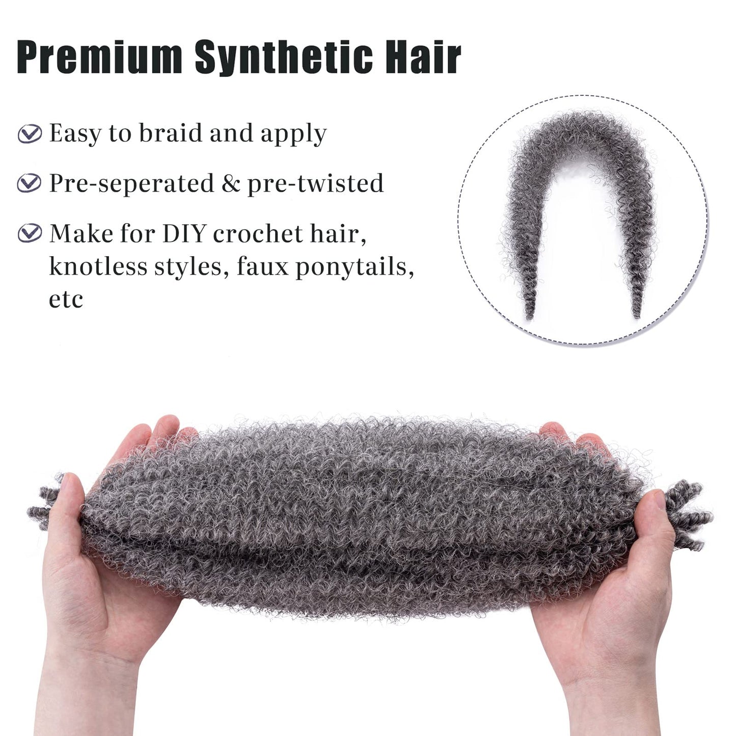 Hairro Passion Twist Hair 16 Inch, Soft Locs Crochet Hair, Pre Separated Springy Afro Twist Hair 4 Packs Marley Twist Braiding Hair for Faux Locs Synthetic Hair Extension for Black Women Grey