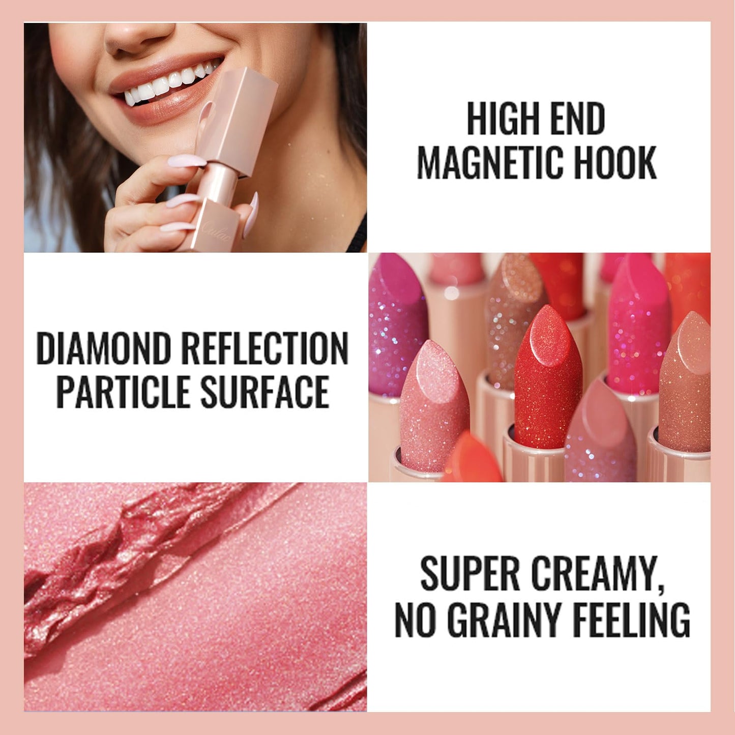 Oulac Pink Shimmer Lipstick for Women, Infinity High Shine Finish, Hydrating Lip Color Infused with Damask Rose Oil for All-Day Comfort, Gluten-Free Vegan Beauty, D02 Sparkle Sensation