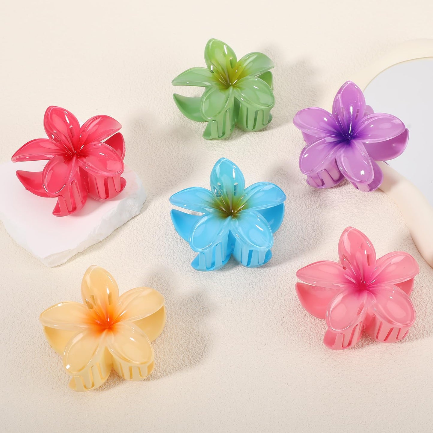 6PCS 3D Effect Flower Hair Clips Set【NO Damage】【Strong Grip】【Non-Slip】Hair Clips For Thin Hair/Thick Hair，Flower Claw Clips For Women，Multicolor E