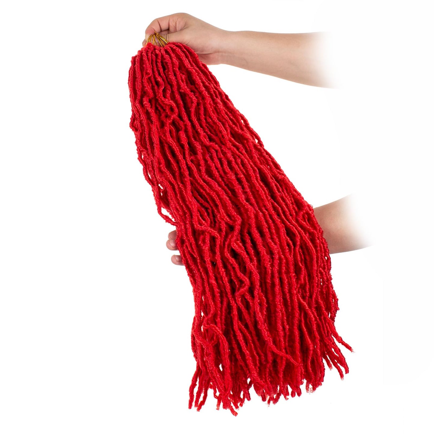 ZRQ 24 Inch 2Packs Red New Faux Locs Hair for Butterfly Locs Style, Goddess Locs Crochet Braids Curly Wavy Soft Locs Synthetic Hair Extensions for Women (24 Inch, RED#)