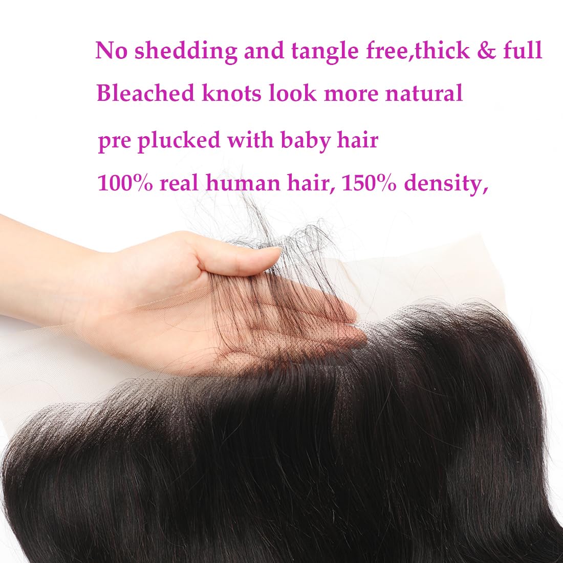 13x6 Lace Frontal Human Hair Closure Body Wave HD Transparent Frontal Closure 13x6 Ear to Ear Frontal Closure With Baby Hair Free Part 100% Virgin Human Hair Frontal Natural Hairline 18inch