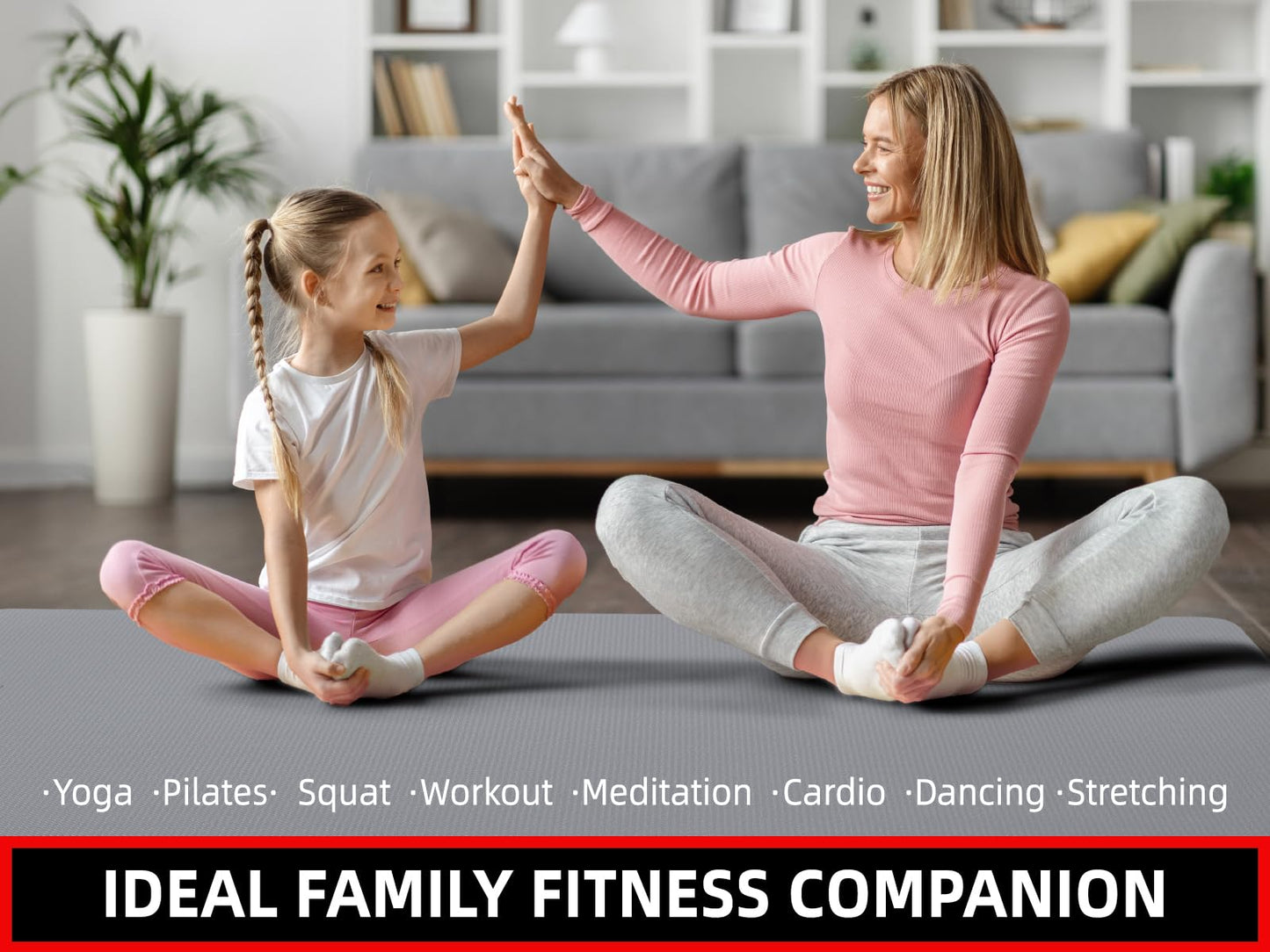 GymCope 10MM Thick Yoga Mat, 72" x 48" Large Workout Mat for Home Gym, Edge-Seamed Design, Superior Grip, Shock-Absorbing Cushion, Ultimate Comfort and Protection for Yoga, Fitness Training