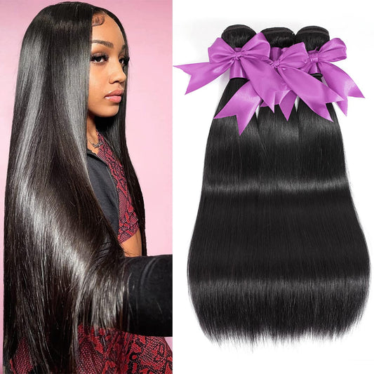 12A Human Hair Bundles 20 22 24 Inch Straight Bundles Human Hair 100% Unprocessed Brazilian Virgin Weave 3 Bundles Deals Thick & Tangle Free…