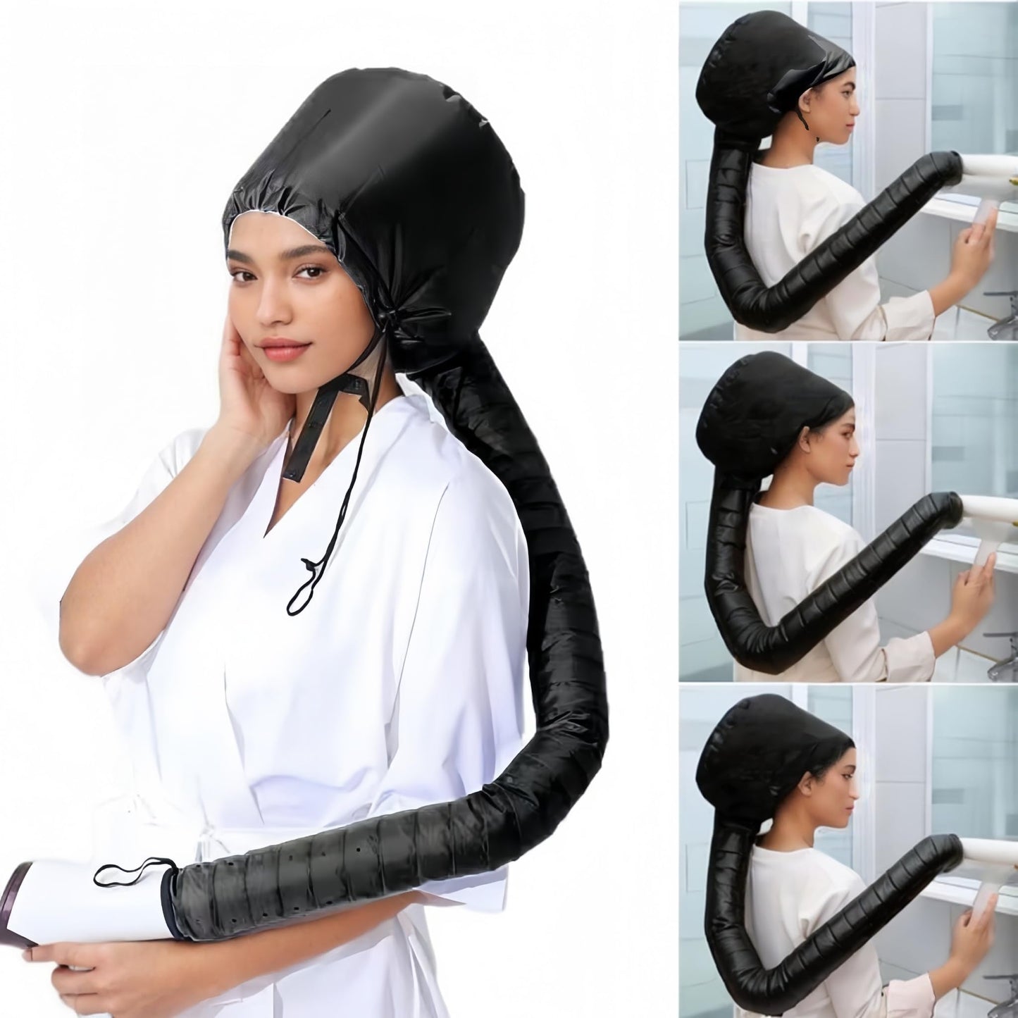 Hair Dryer Bonnet with Plopping Net,Hair Drying Bonnet for Blow Dryer,Portable Home Deep Conditioning Hair Care Hot Cap，Speed Up The Drying
