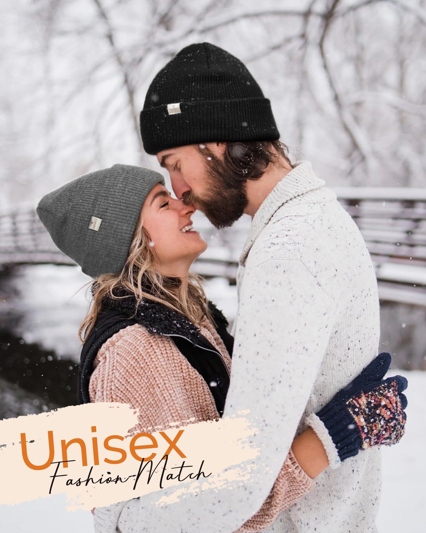 YANIBEST Beanie Hat for Women Men Satin Lined Beanie Hats Winter Hat Womens Cuffed Beanies Knit Skull Cap Warm Ski Hat Unisex Black