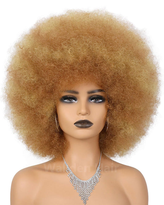 Wallden Hair Short Afro Puff 70s Wigs for Black Women Glueless Wear and Go Wig Fluffy Shoulder Length Heat Resistant Bouncy Colorful Wig and Synthetic Wigs (27/30#)