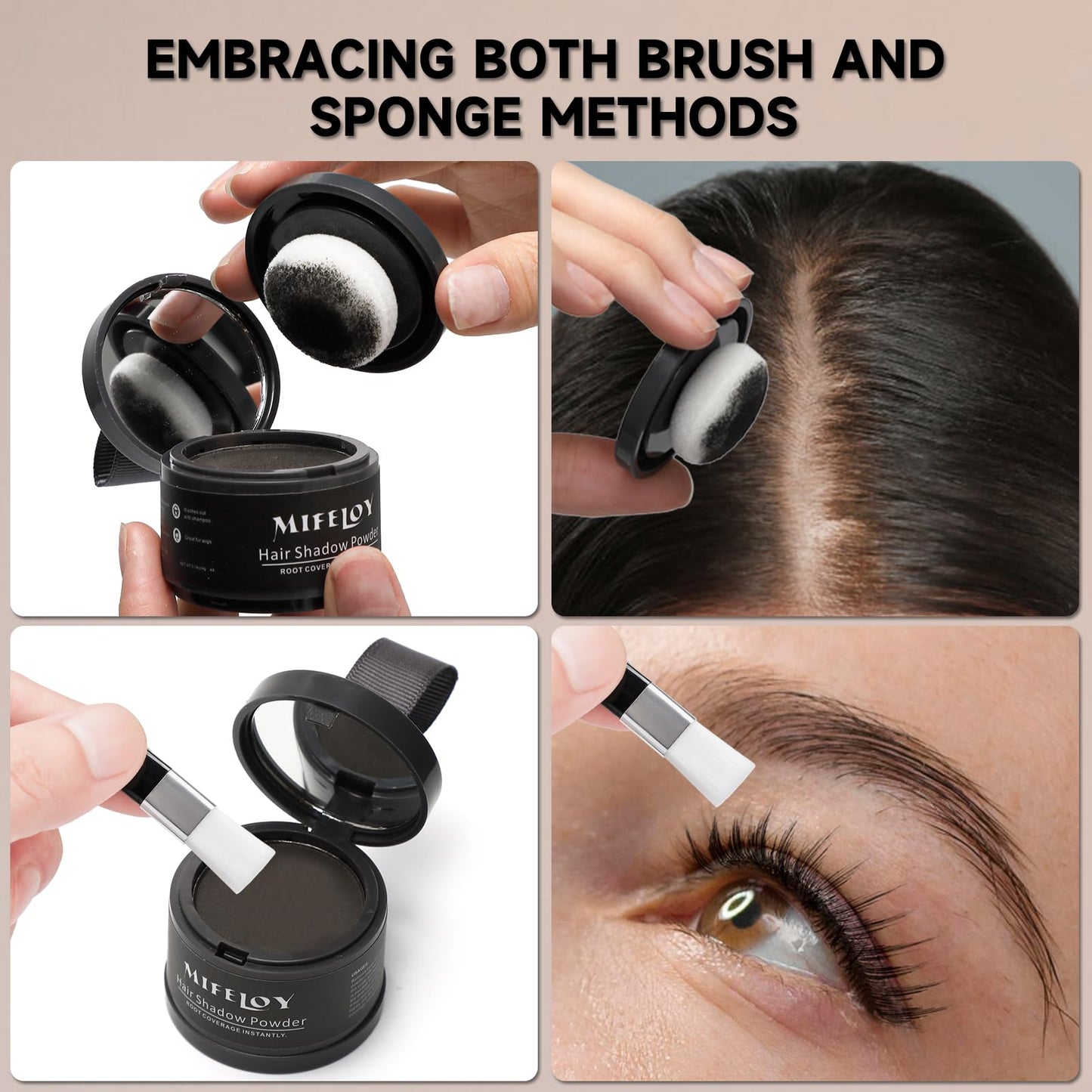 Mifeloy 2 Pack Root Touch Up Shadow Powder, Gray Hair Cover Up, Women Color Root Coverage Powder for Thinning Grey Hairline, Men Instantly Concealer Hair Loss Beard Line Eyebrow, Medium Blonde