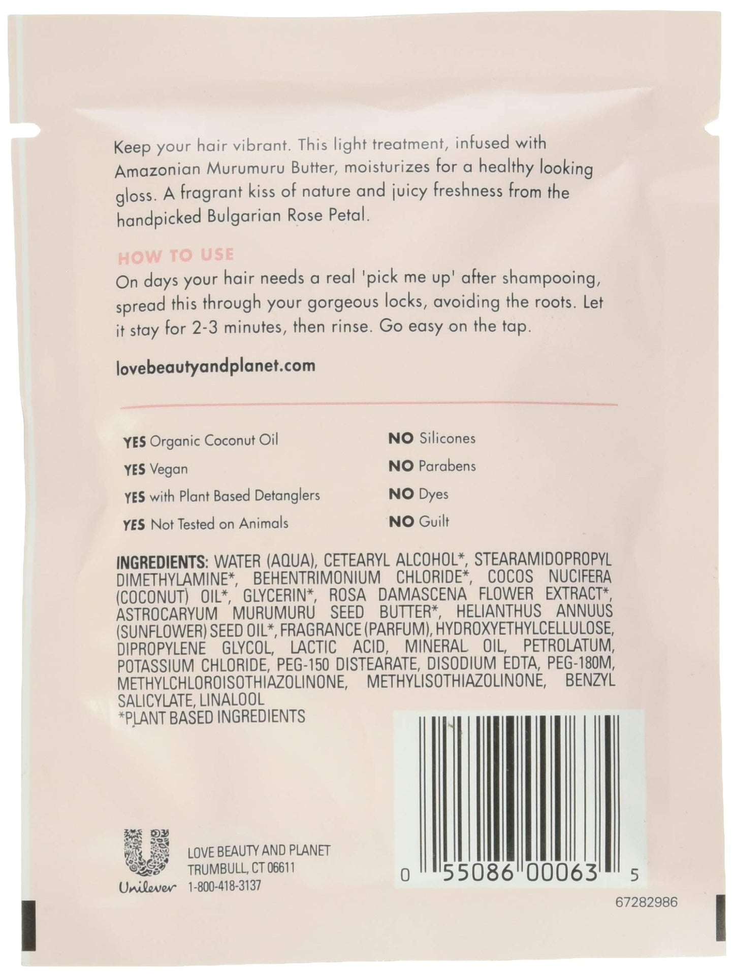 Love Beauty and Planet 2 Minute Magic Masque for Unisex, Murumuru Butter and Rose, 1.5 Oz