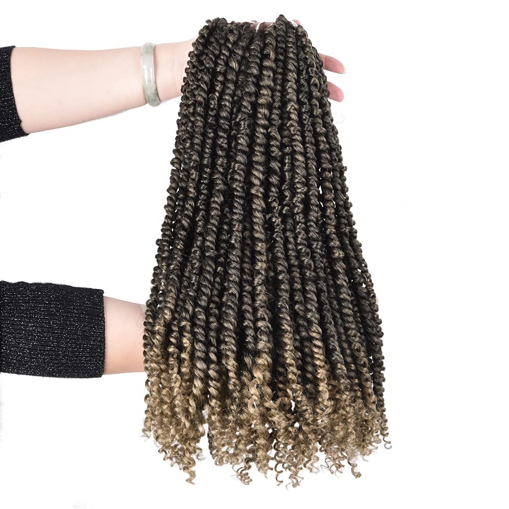 Silike Passion Twist Crochet Hair 18inch 6packs Pre-Twisted Synthetic Long Curls 12 Roots Braiding Hair Extensions For Women (18 inch, T27)