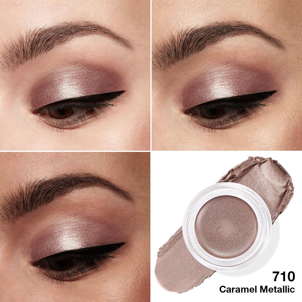 evpct Single Cream Eye Shadow Pallette Pots Makeup for older Women, Caramel Shimmer Glitter Metallic Monochrome Cream to Powder Eyeshadow Palette Eye Brightener, Waterproof Blendable, 710