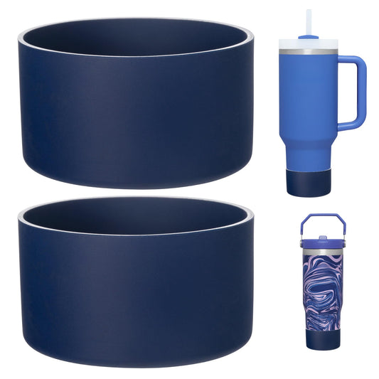 LONPARRY 2-Pack Silicone Boot for Stanley 40 30 oz Quencher Adventure Tumbler, Bottom Protector for Stanley IceFlow 30 20 oz, Stanley Cup Protector for Stanley 40 30 oz with Handle Dark Blue