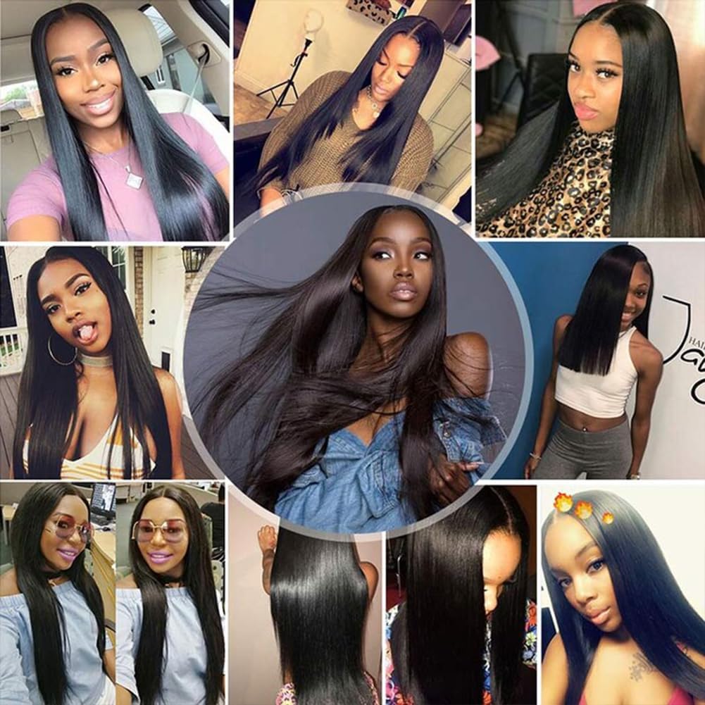 MIRONICA Straight Bundles Human Hair 26 Inch 1 Bundles 12A Brazilian Weave Bundles Human Hair 100% Unprocessed Virgin Remy Double Machin Weft for Women Natural Black Color Hair Extensions