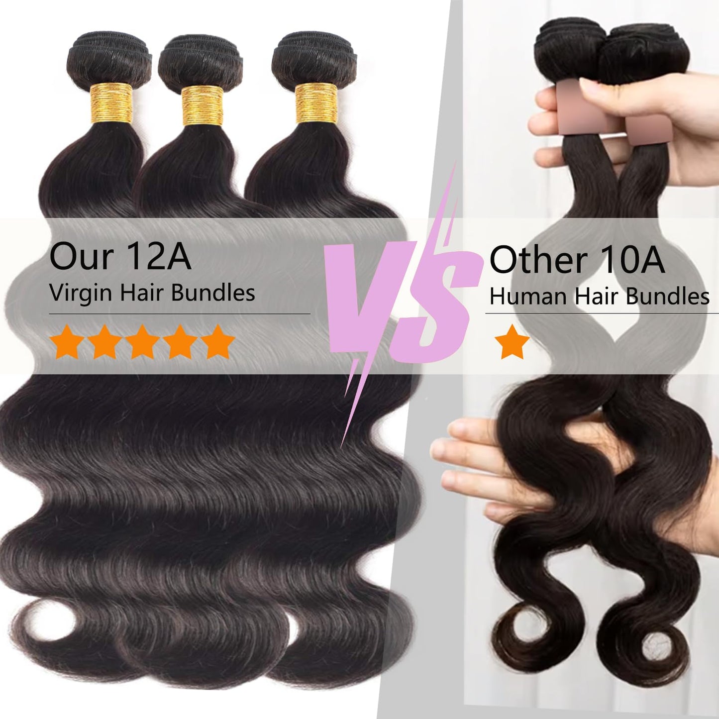12A Brazilian Human Hair Bundles Body Wave 22 inch Single Bundle Virgin Hair Bundles Body Wave Bundles Human Hair 100G Natural Black Hair Extensions
