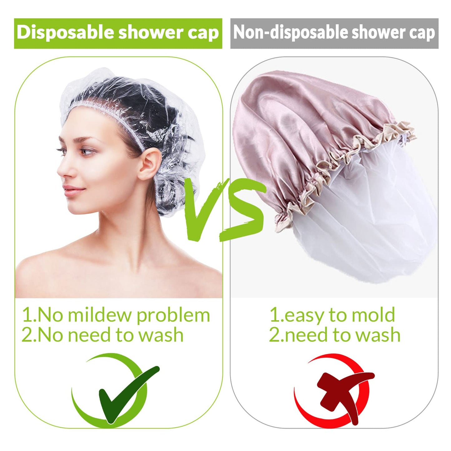 Retisee 500 Pcs Disposable Shower Caps Bulk 18.2" Plastic Clear Hair Cap Elastic Large Thick Waterproof Bath Caps for Women Hair Care Cleaning Supplies Spa Hotel Hair Salon Home Travel Accessories