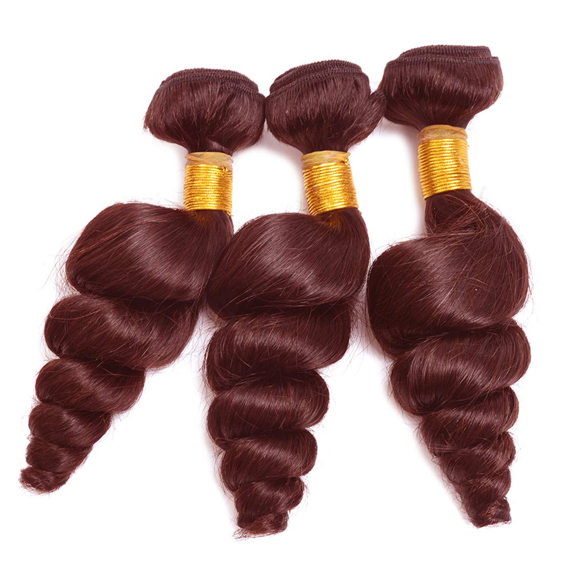 99J Burgundy Loose Deep Wave Human Hair Wefts 3 Bundles With 4x4 Lace Closure Brazilian Hair Extentions Red Wine Color Free Part 4x4 Hand tied Lace Closure (14"16"18"+14"closure, Burgundy/99J)