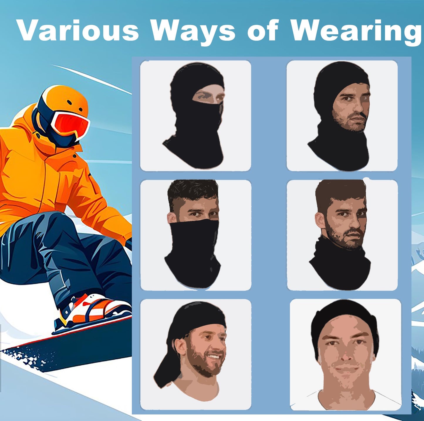2 Pieces Balaclava Ski Mask for Men Cold Weather,Winter Thermal Face Mask Women for Snowboard Motorcycle Cycling