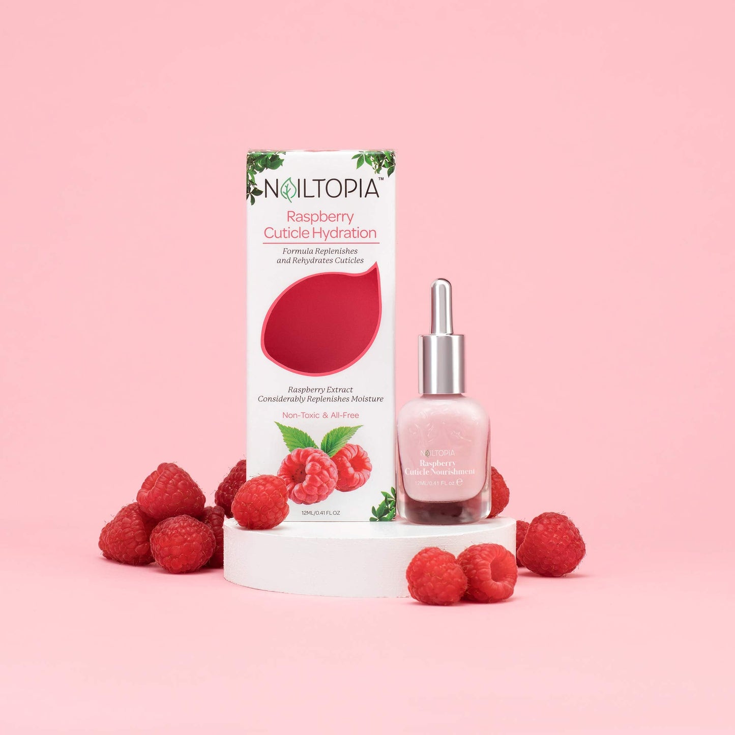 Nailtopia - Cuticle Hydration - Replenishes and Rehydrates - Plant-Based, Non Toxic, Bio-Sourced, Nourishing & Moisturizing Superfood Treatment - Raspberry Extract (Clear) - 0.41 oz
