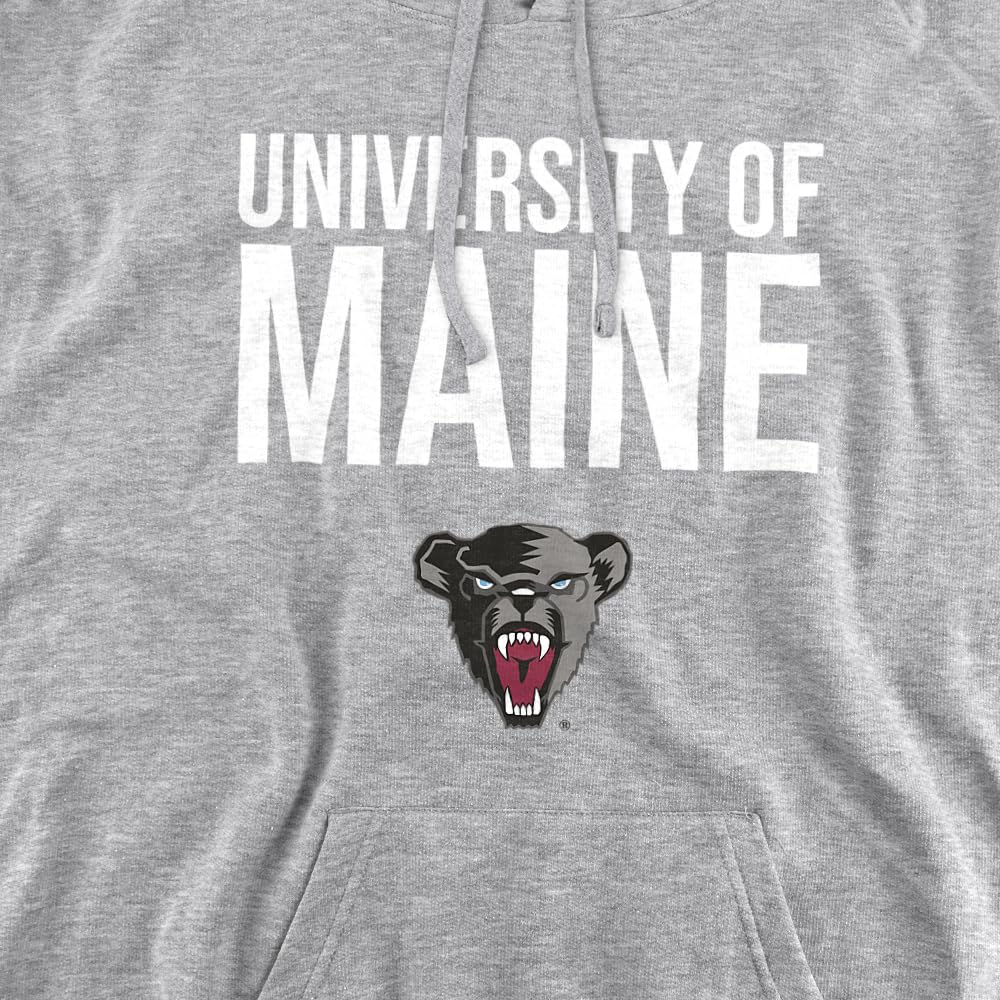 University of Maine Official Stacked Unisex Adult Pull-Over Hoodie, Athletic Heather, X-Large