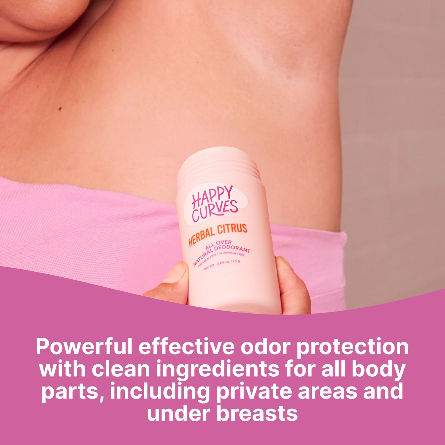 HAPPY CURVES Whole Body Deodorant for Women - Aluminum-Free - Sensitive Skin Invisibile All Day Layer of Full Body Protection for Odor Control Only (2.65 Ouce (Pack of 2), Boho Breeze)