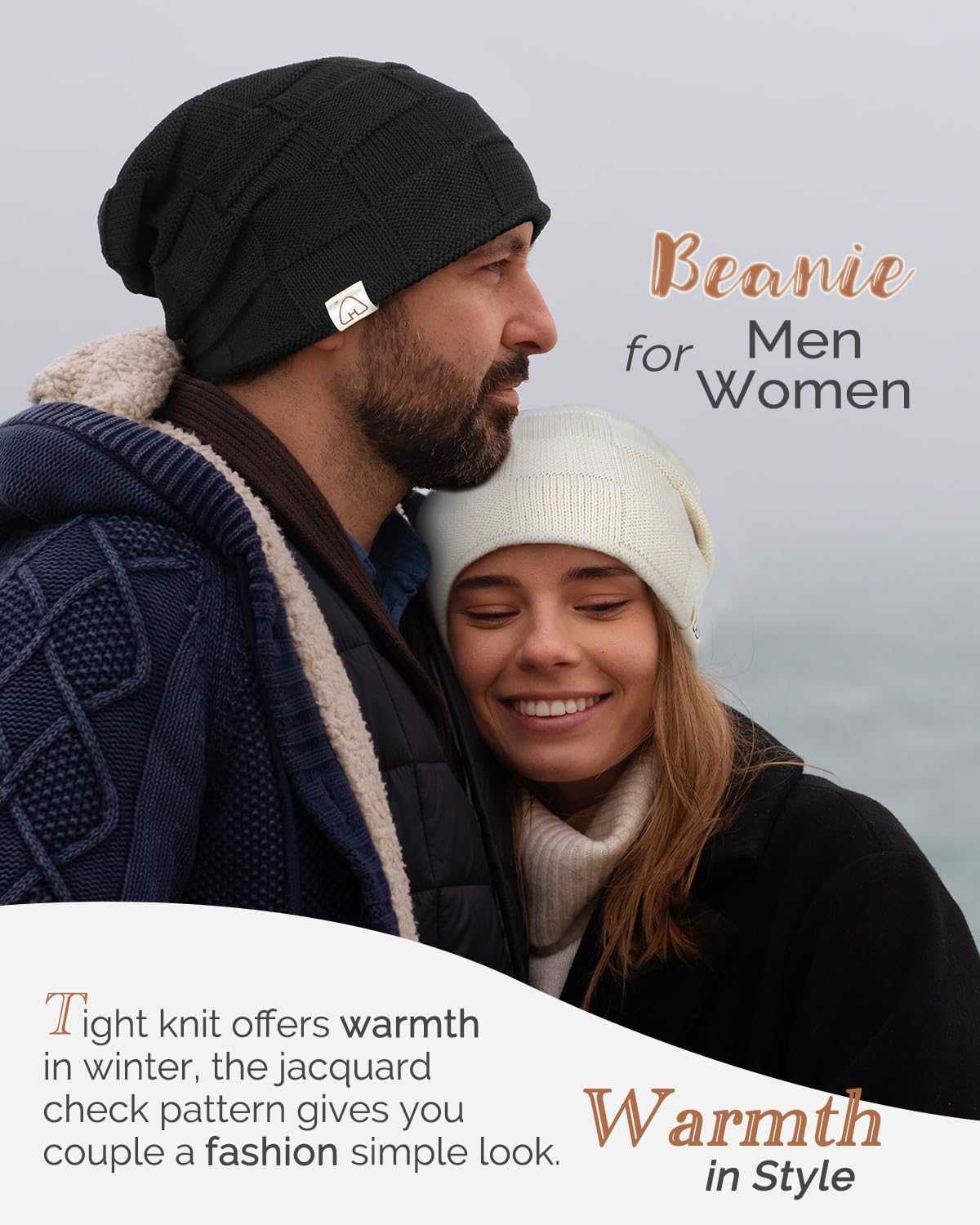 Hat Hut Womens Beanie Satin Lined Beanie Winter Hats for Women Men, Silk Lined Slouchy Beanie Hats Soft Warm Ski Hat Unisex (US, Alpha, One Size, Pure Black)