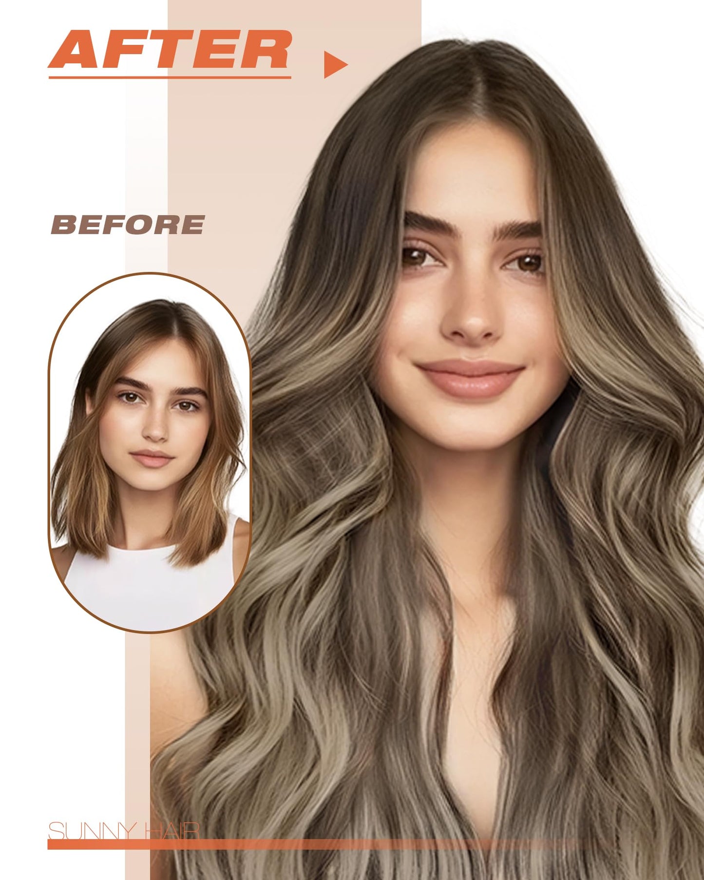 Sunny Hair Brown Balayage Tape in Hair Extensions for Women Human Hair Tape in Extensions Cool Brown Fading to Ash Brown Mix Light Blonde Balayage Short Tape Hair Extensions Brown Balayage 20pcs 12in