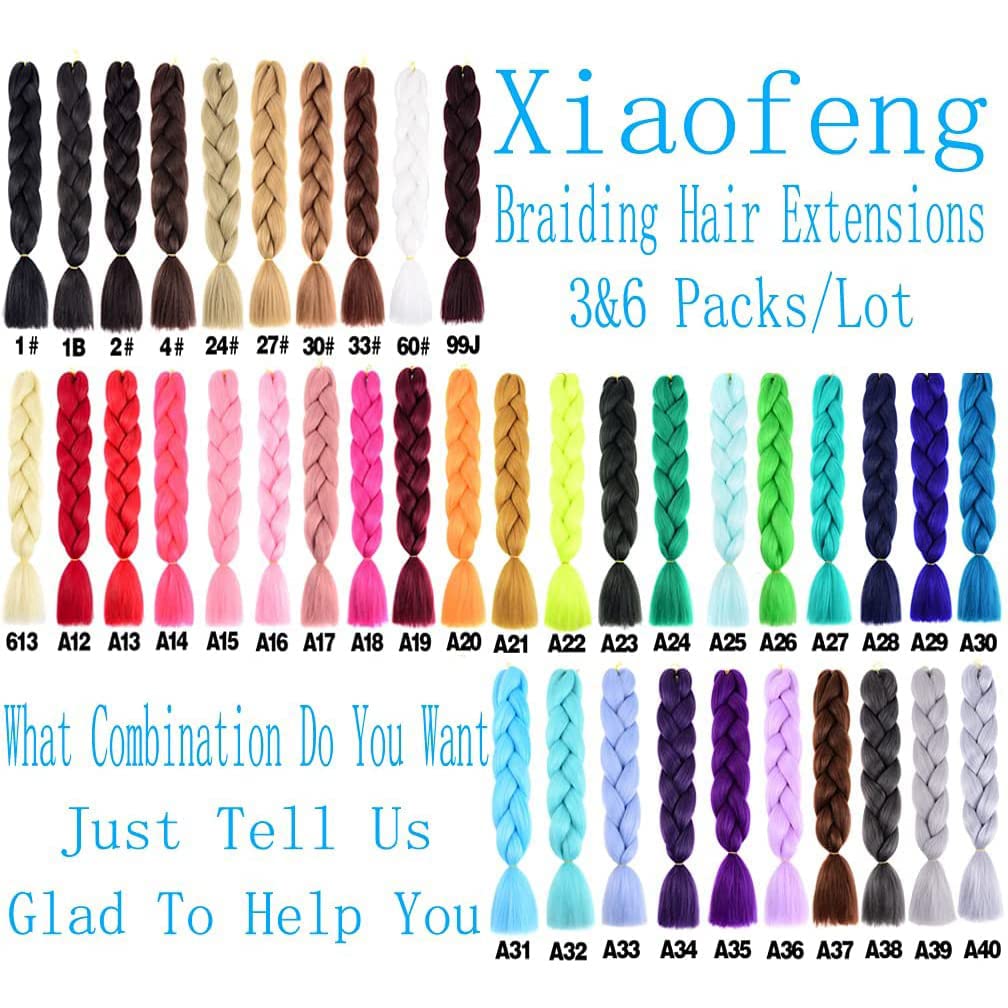 Xiaofeng Braiding Hair Extensions for Women 3 Packs 100g/Pack 24Inch High Temperature Ombre Jumbo Synthetic Braiding Hair for Twist Crochet Braids (24 Inch (Pack of 3), green)