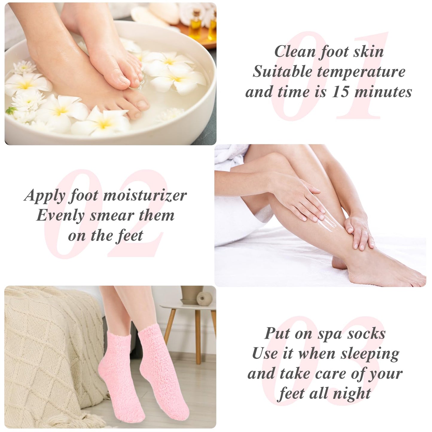 3Pairs Aloe Socks Moisturizing Spa Socks Sleeping Fuzzy Socks for Dry Feet Overnight, Non Slip Coral Fleece Lotion Socks Women Spa Pedicure Foot Care Socks for Repairing Dry Feet,Cracked Heel