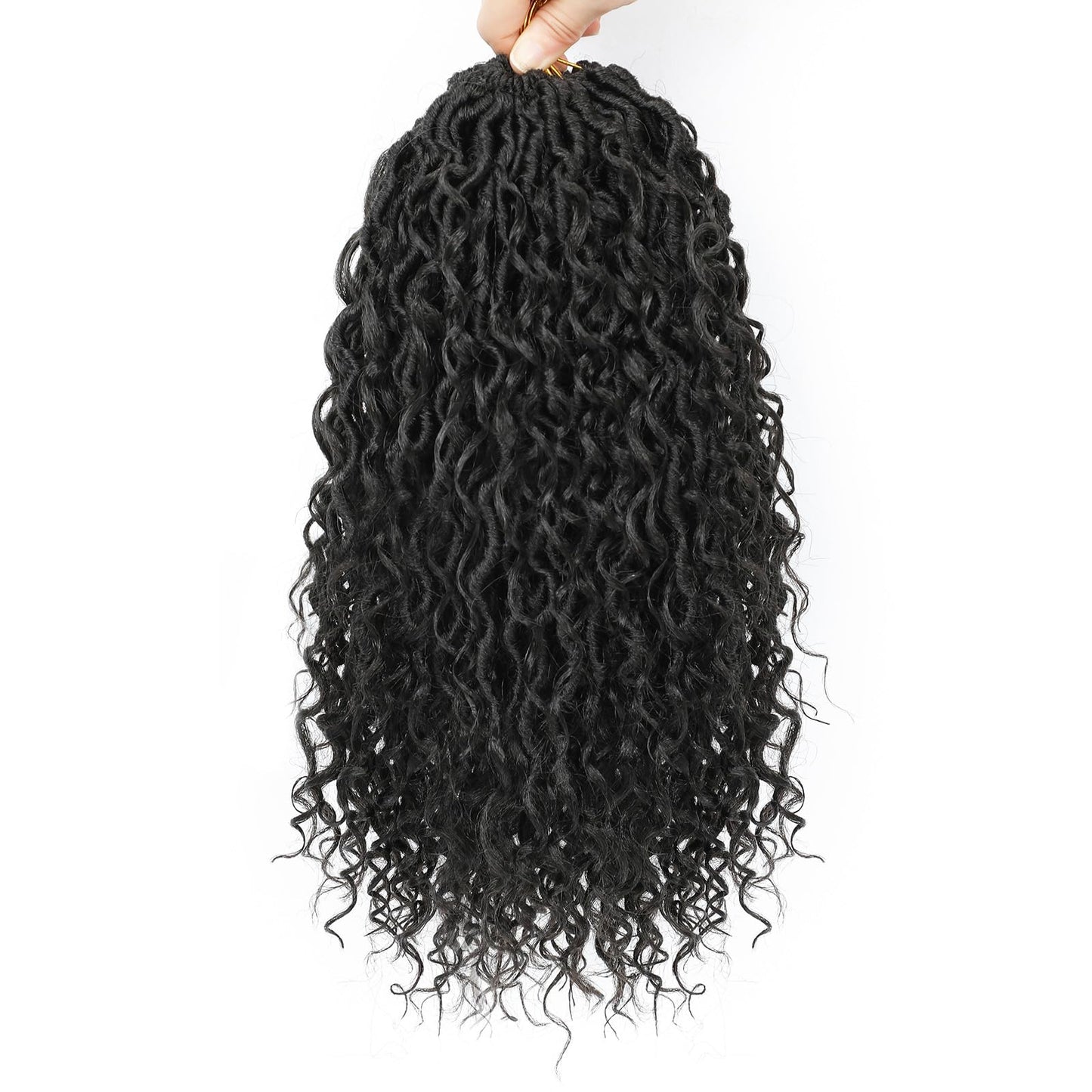 Col Bling Goddess Locs Crochet Hair 14 Inch 8 Packs Faux Locs Crochet Hair for Women Pre Looped Crochet Boho Goddess Faux Locs Crotchet Hair with Curly Ends #2