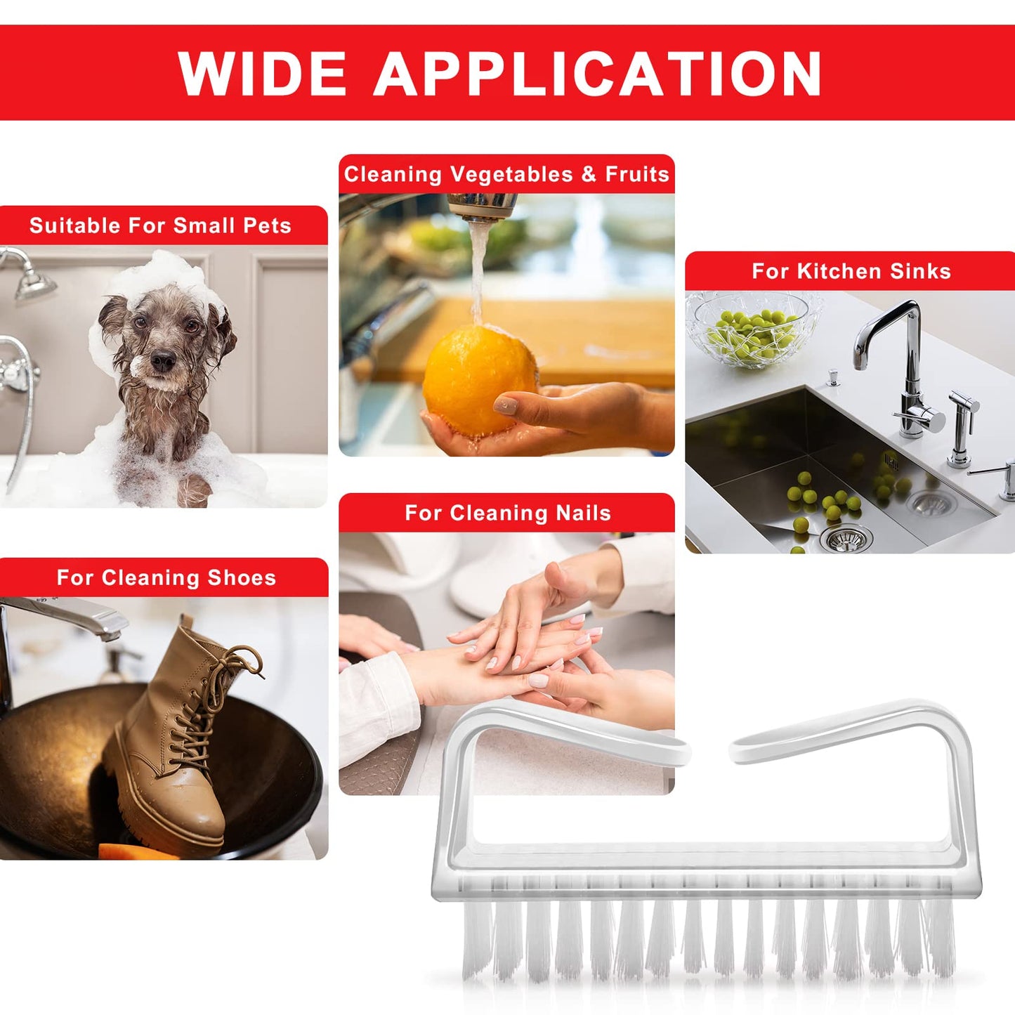 12Pcs Handle Grip Nail Brush, HOFASON Nail Brush for Cleaning Fingernails Manicure Scrub Hand Brushes to Cleaner Under Nails, Nail Cleaning Brush Pedicure Scrubbing tool Use for Foot Toenail Women Men