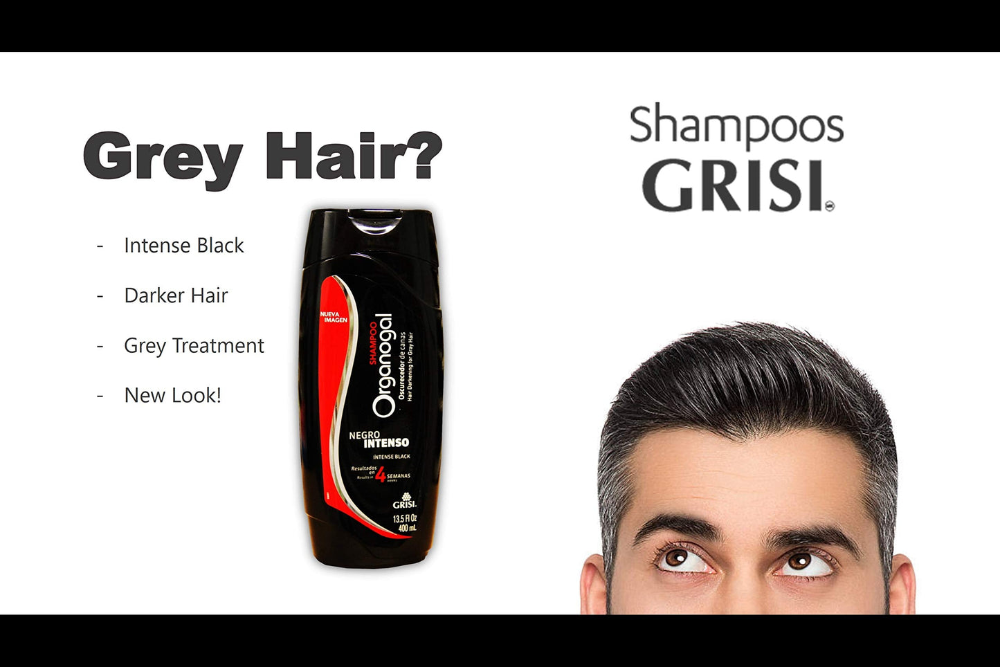 Grisi Organogal Shampoo| Darkening Shampoo with Cactus Extract, Darkening Hair Product for Gray Hair; 13.5 Fl Ounces