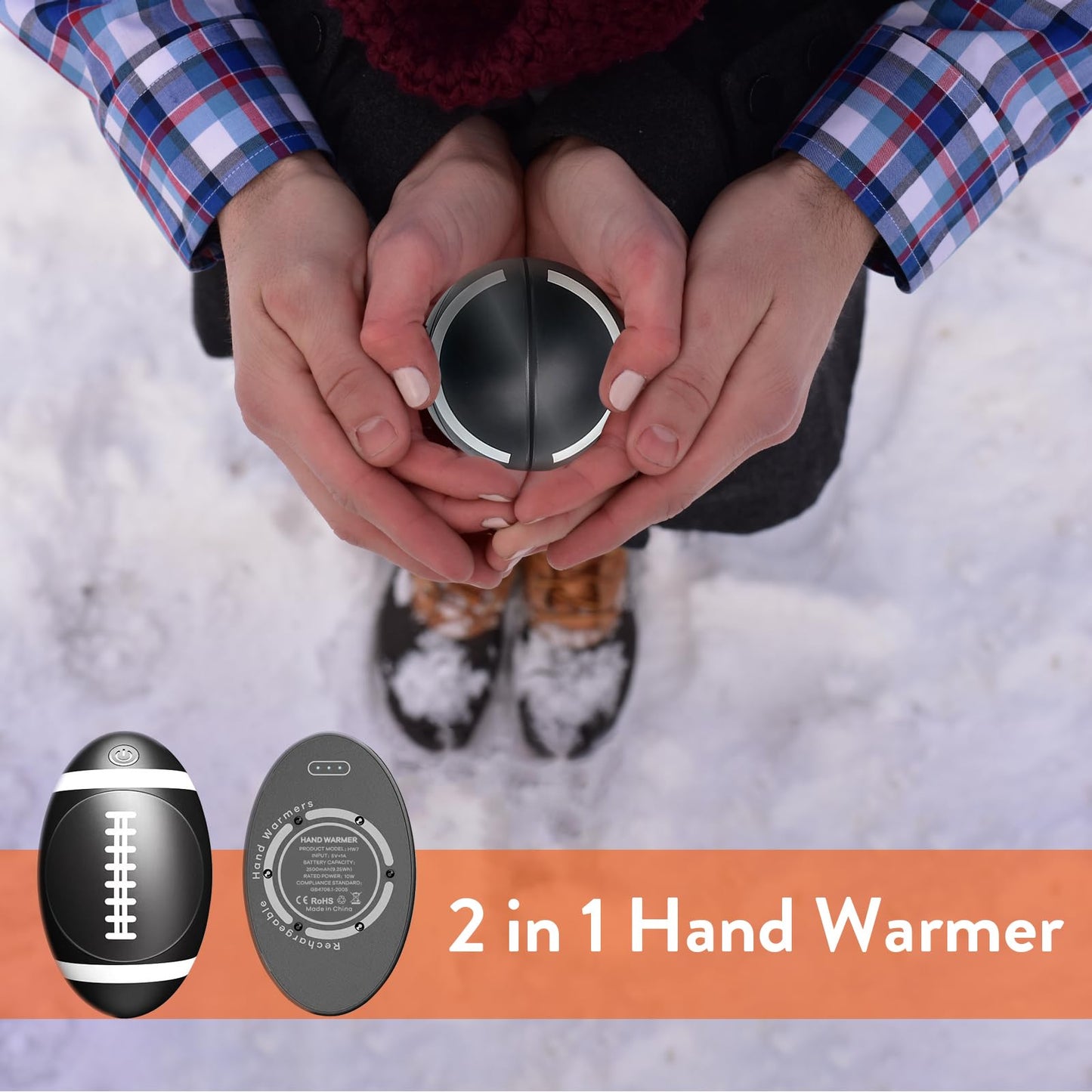 2-Pack Hand Warmers Rechargeable Pocket Warmer Electric Handwarmers, Portable Hot Warmer Best Gifts for Outdoorsy Women Christmas Outdoors, Hunting, Golf, Camping Essentials Hand Warmer