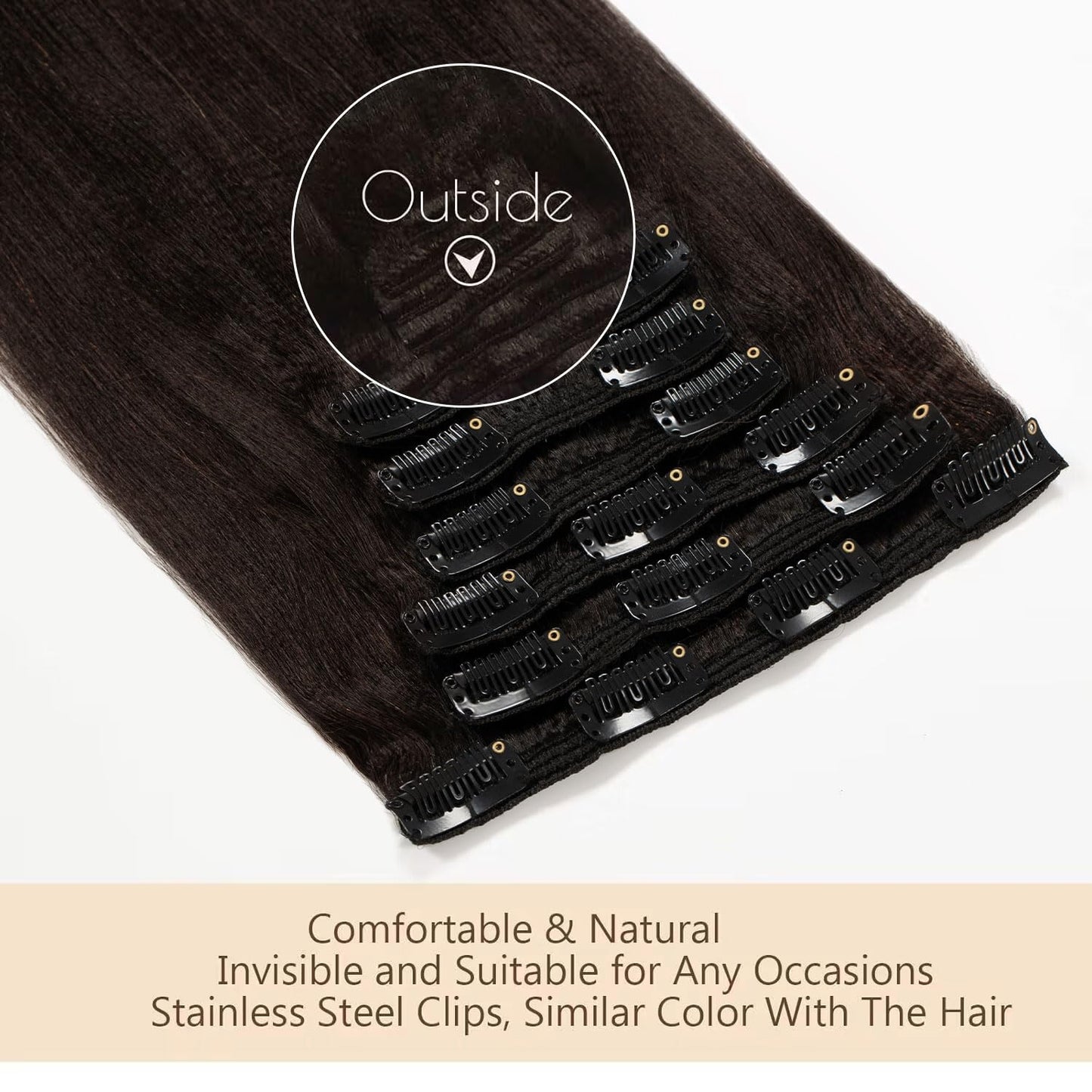 Loxxy Yaki Clip in Hair Extensions Real Human Hair for Black Women 20 inch Real Remy Thick Style Double Weft for African American,YK 7pcs/set 120g/set