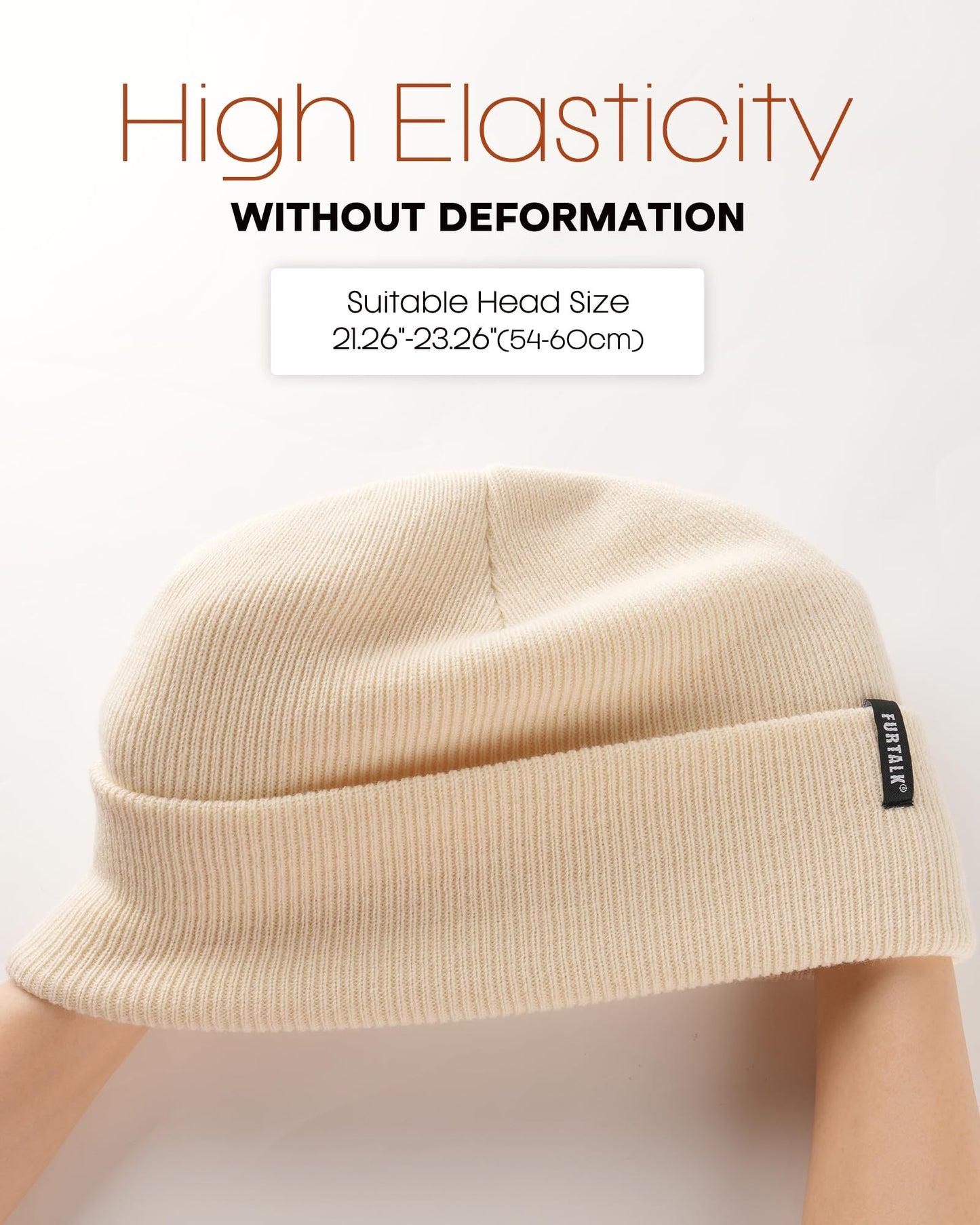FURTALK Beanie Hat for Men Women Winter Hats for Women Men Soft Warm Unisex Cuffed Beanie Knitted Skull Cap Beige