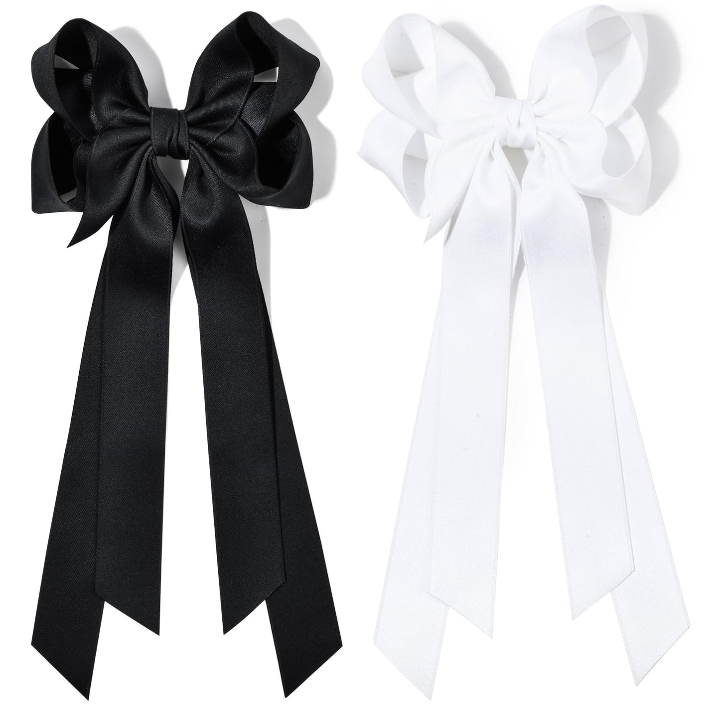 2PCS Hair Bows for Women Hair Clip Black White Hair Ribbon Accessories Slides Metal Clips Hair Bow for Women Girls Toddlers Teens Kids