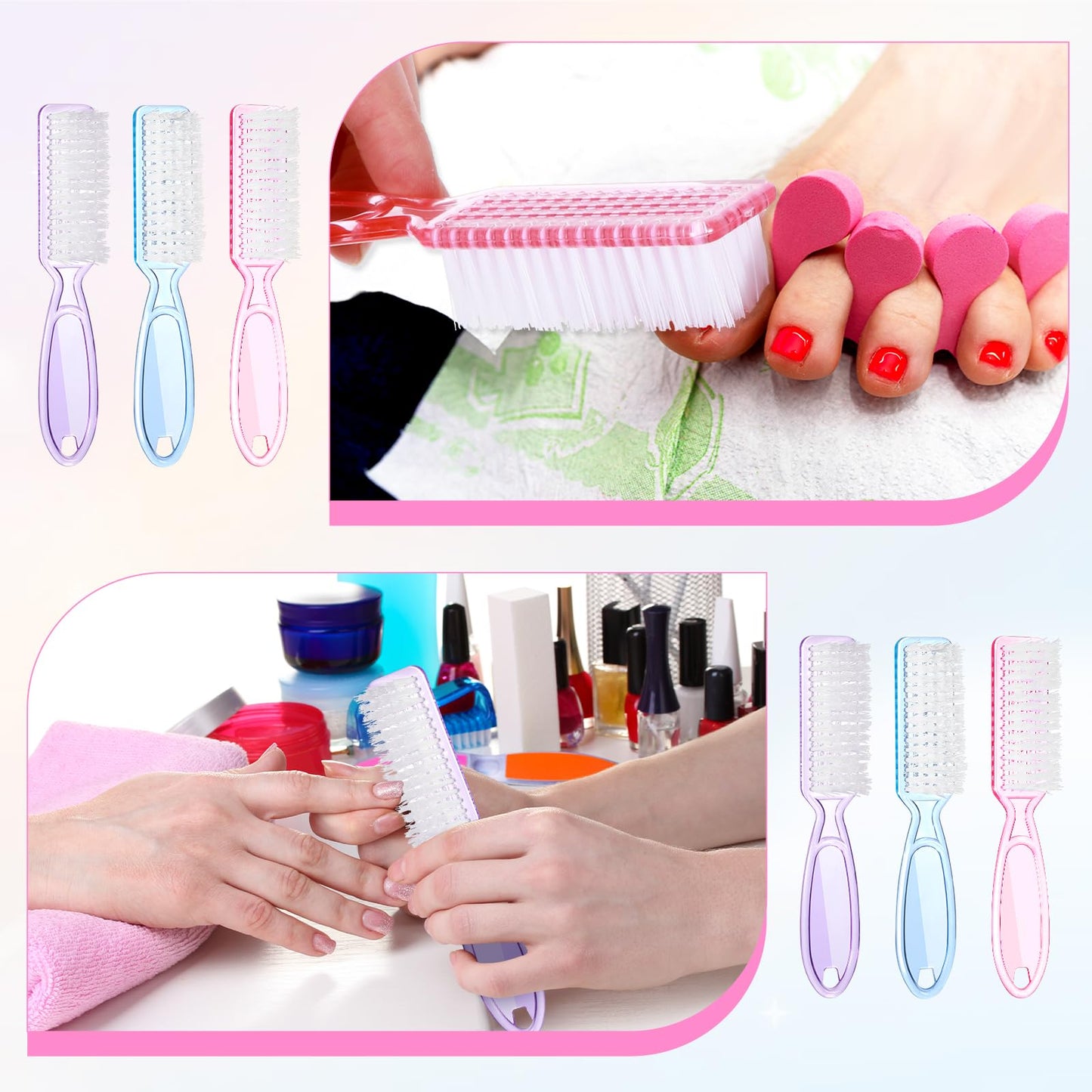 30 PCS Nail Scrubber Brush, Handle Grip Nail Brushes for Cleaning Fingernails Toenails, Finger Nail Brush Set for Cuticle Manicure Pedicure, Women Men Home Salon