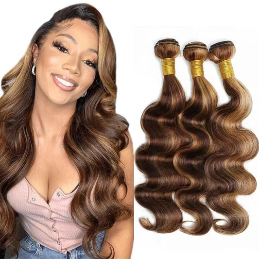 Habiliana Bundles Human Hair Body Wave Human Hair Bundles T1B/4/30 Omber Natural Chocolate Brown Human Hair Bundles Unprocessed Brazilian Virgin Hair Bundles Human Hair for Black Women
