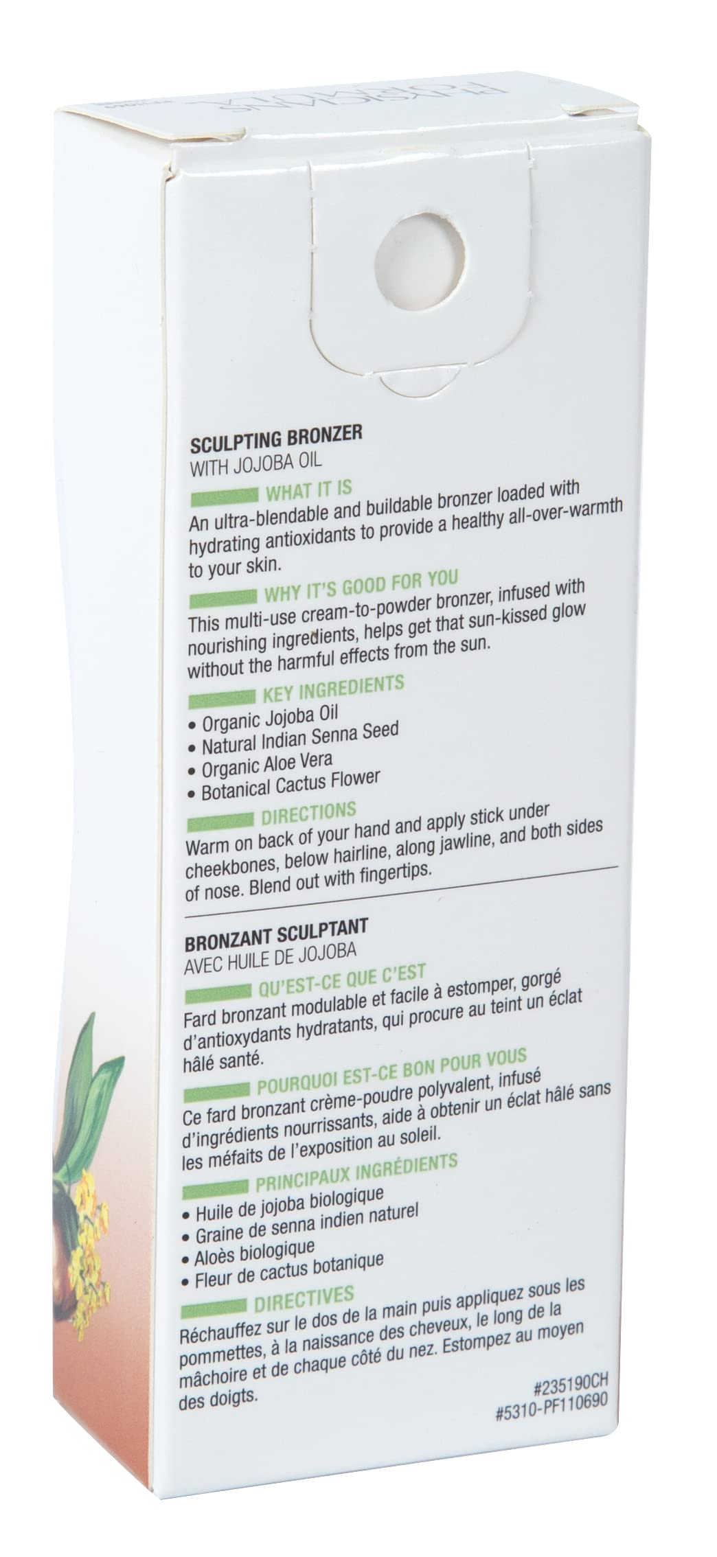 Physicians Formula Organic Wear All Natural Sculpting Face Bronzer Makeup Stick Toffee, Dermatologist Approved
