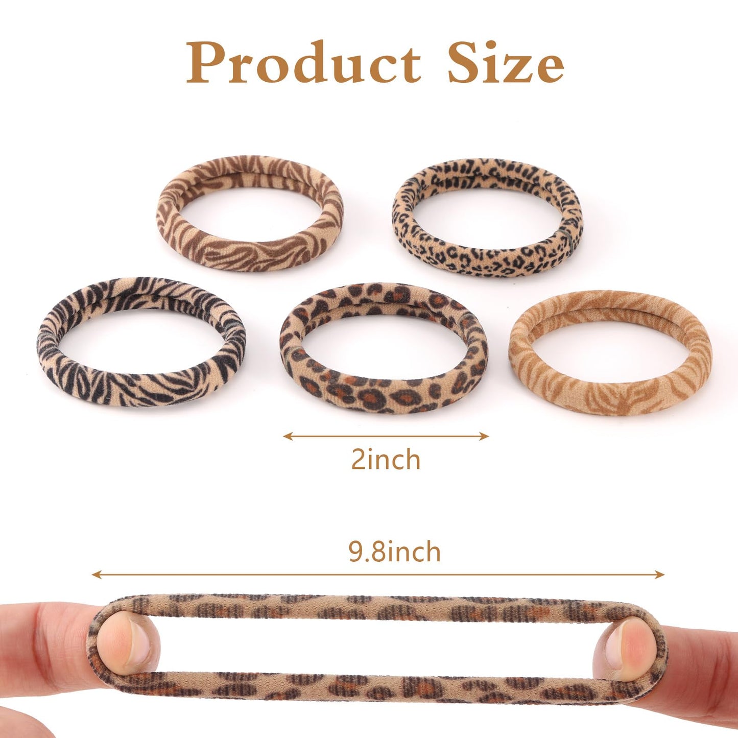 Bessrung 100PCS Seamless Elastic Hair Ties for Women Girls, No Damage Ponytail Holders for Thin Thick Hair, Leopard Animal Print Hair Bands for Women's Hair, Hair Accessories for Girls