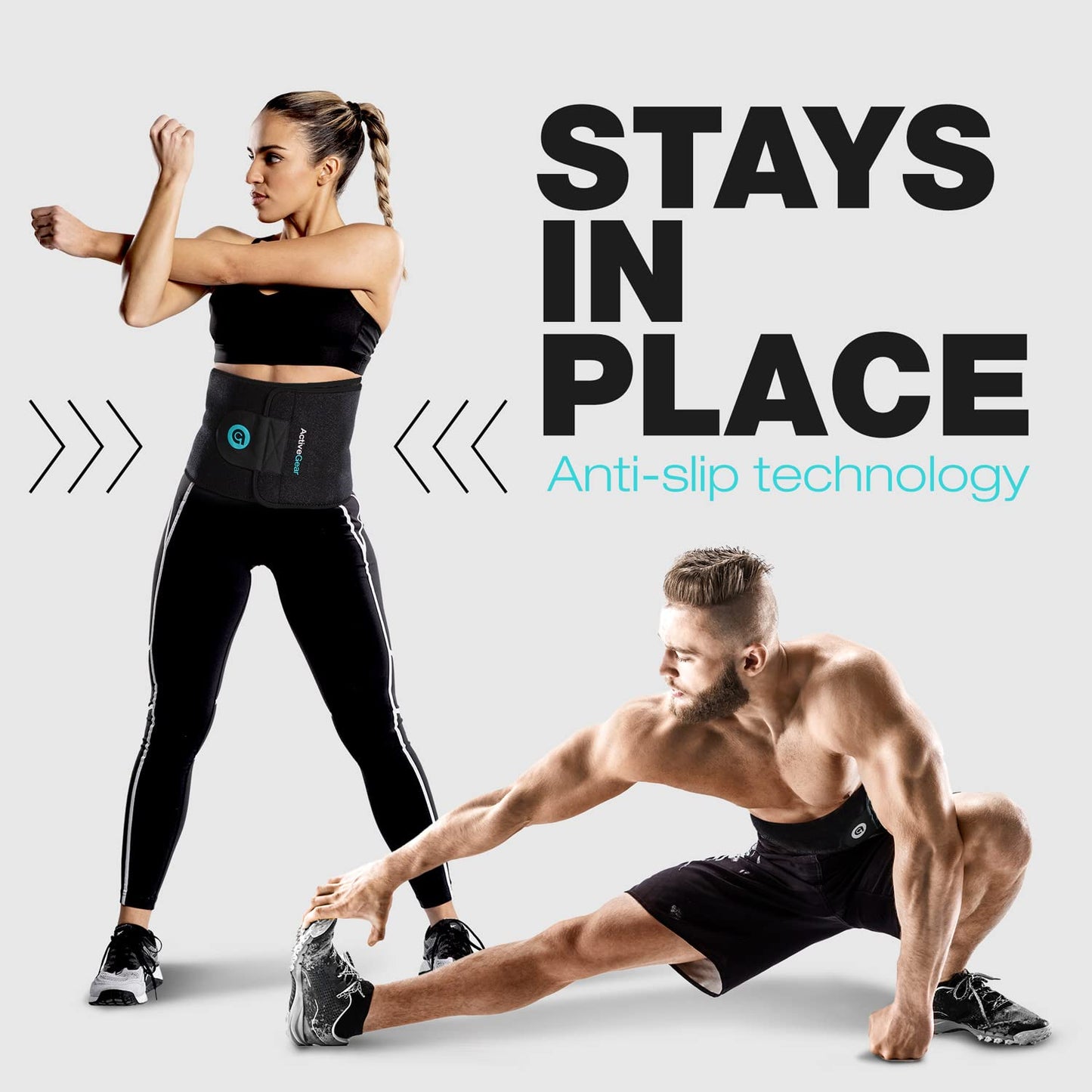 ActiveGear Waist Trimmer Belt for Stomach and Back Lumbar Support, Medium: 8" x 42" - Blue